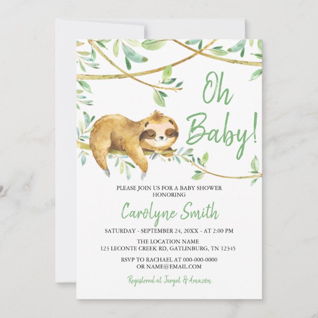 Invitation Baby shower de parfums verdoyants (Devant)