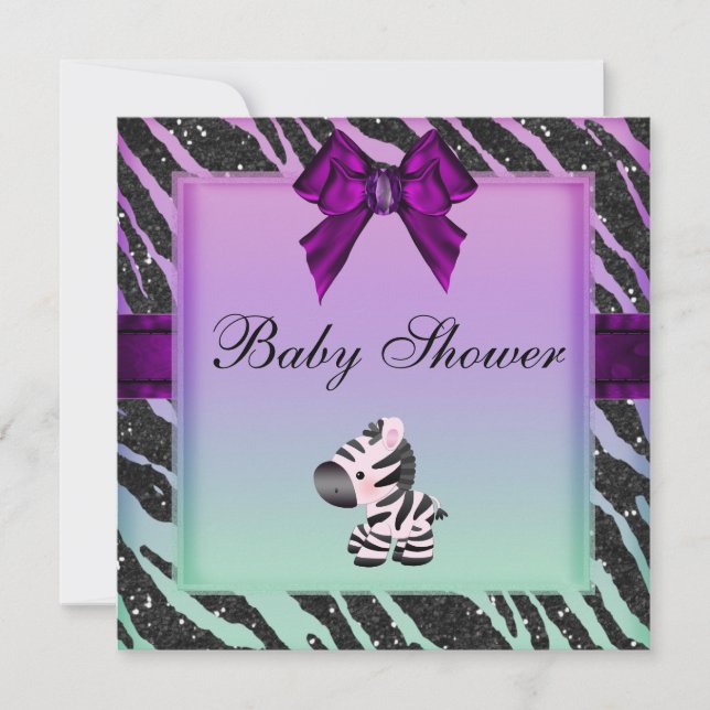 Invitation Baby shower de Parties scintillant Cute Zebra et P (Devant)