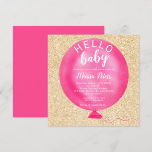 Invitation Baby shower de parties scintillant d'or rose néon