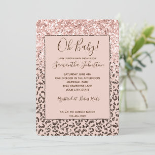 Invitation Baby shower de Parties scintillant Léopard Brown d