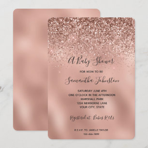 Invitation Baby shower de Parties scintillant or Rose Glam