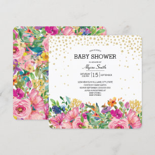 Invitation Baby shower de Parties scintillant or rose jaune