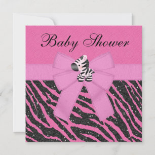 Invitation Baby shower de Parties scintillant Pink Zebra & Po