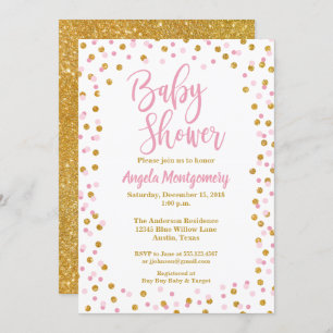 Invitation Baby shower de Parties scintillant rose