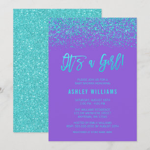 Invitation Baby shower de Parties scintillant Turquoise moder