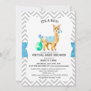 Invitation Baby shower de Parties scintillant Virtual Blue Ll