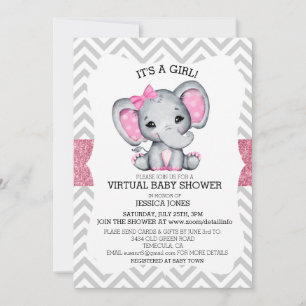 Invitation Baby shower de Parties scintillant Virtual Pink El