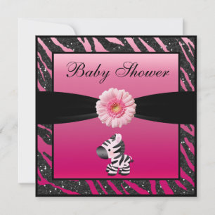 Invitation Baby shower de Parties scintillant Zebra, Gerbera 