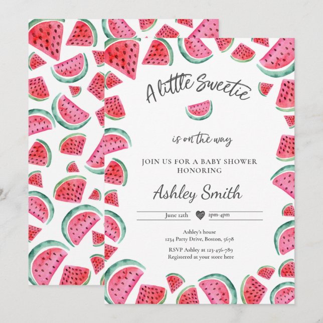 Invitation Baby shower de pastèque Baby shower de fruits d'ét (Devant / Derrière)