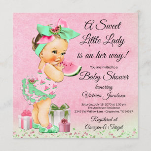 Invitation Baby shower de pastèque Girl Watercolor