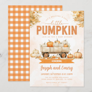 Invitation Baby shower de patchs Citrouille Automne
