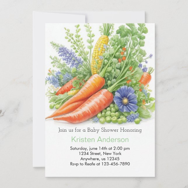 Invitation Baby shower de patchs de chou cultivé localement (Devant)