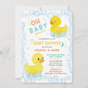 Invitation Baby shower de patos de goma gemelos