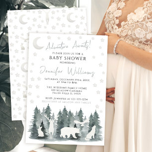 Invitation baby shower de paysage forestier