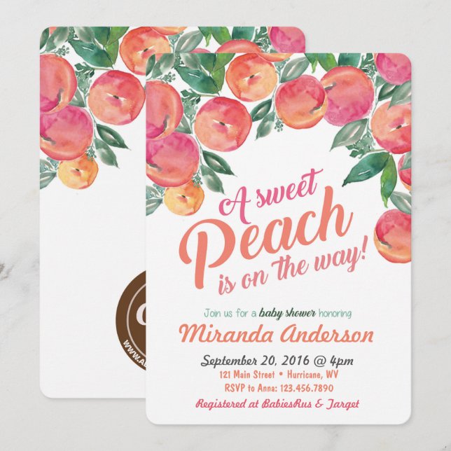 Invitation Baby shower de pêche (Devant / Derrière)