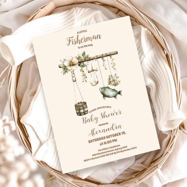 Invitation Baby shower de pêche extérieur Little Fisherman (Créateur téléchargé)