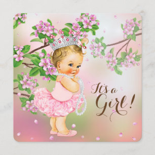 Invitation Baby shower de perles en fleurs de cerisier Tutu