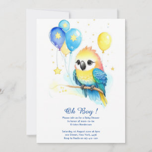 Invitation Baby shower de perroquet d'aquarelle