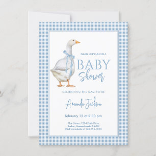 Invitation Baby shower de petit garçon bleu d'oie
