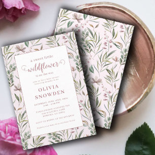Invitation Baby shower de petite fille Fleur sauvage