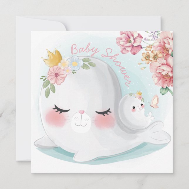 Invitation Baby shower de phoques (Devant)