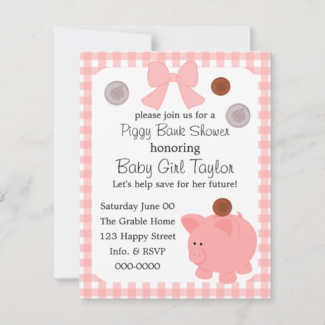 Invitation Baby shower de Piggy Bank (Devant)