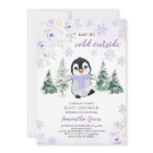 Baby shower de pingouin d'hiver violet