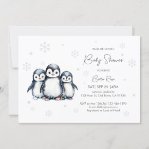 Invitation Baby shower de pingouin neutre pour le genre migno
