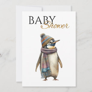 Invitation Baby shower de pingouin personnalisé