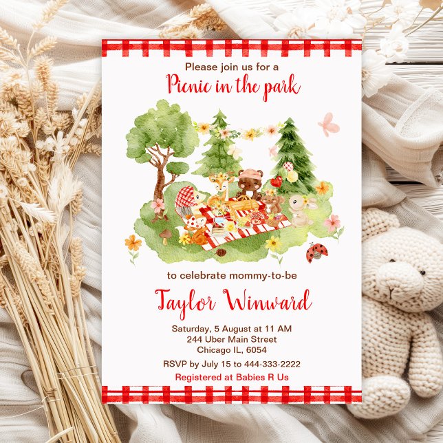 Invitation Baby shower de pique-nique pour les animaux des bo (Créateur téléchargé)