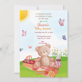 Invitation Baby shower de pique-nique Teddy Bear