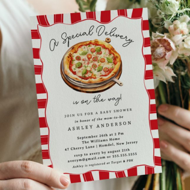 Invitation Baby shower de pizza de livraison spéciale (Créateur téléchargé)