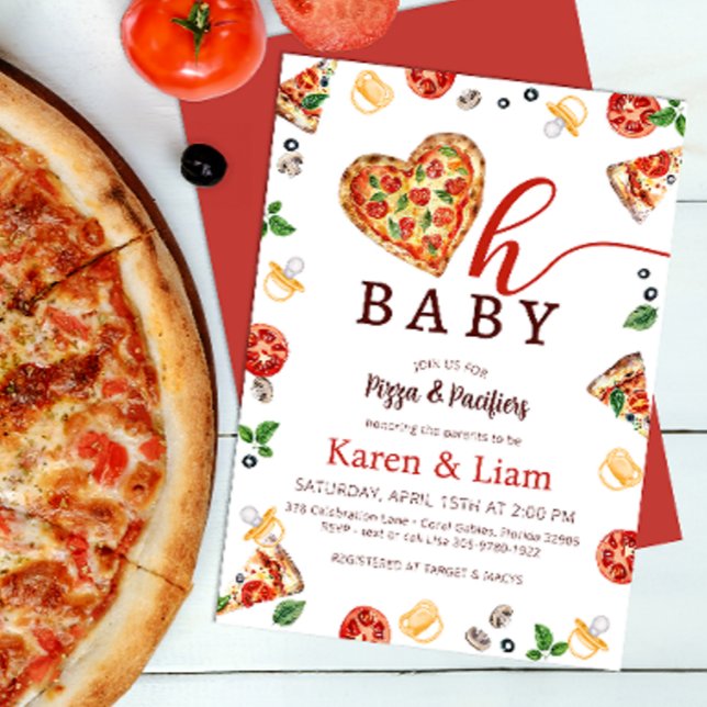 Invitation Baby shower de pizza | Oh Baby Theme (Couples Pizza Baby Shower)