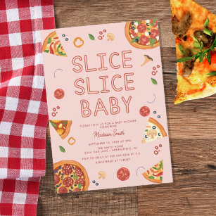 Invitation Baby shower de pizza pour bébé Slice Slice