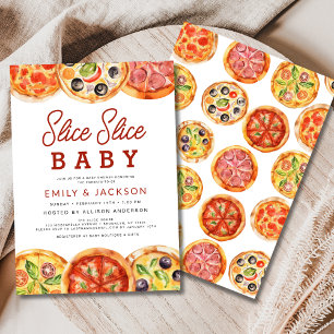 Invitation Baby shower de pizza pour bébé Slice Slice