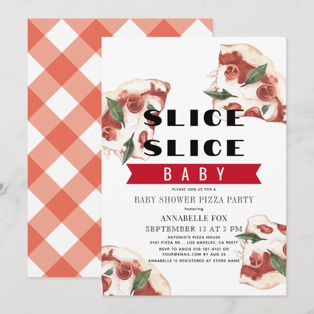 Invitation Baby shower de pizza pour bébés Slice Slice (Devant / Derrière)