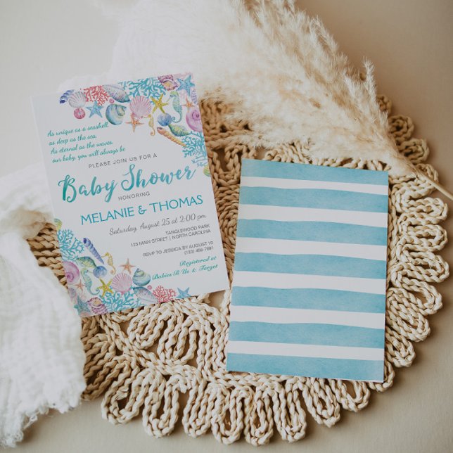 Invitation Baby shower de plage, Coquille marine (Créateur téléchargé)