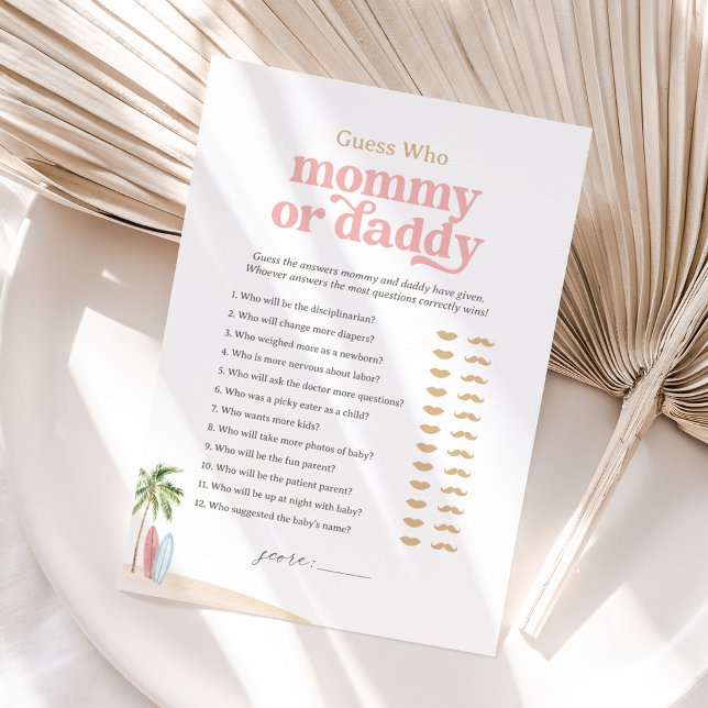Invitation Baby shower de plage Devinez qui maman ou papa jeu (Créateur téléchargé)