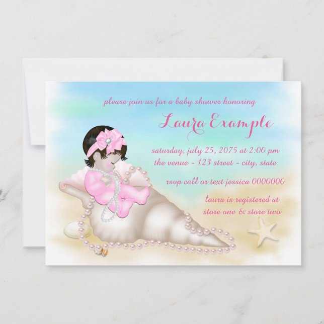 Invitation Baby shower de plage pour filles (Devant)