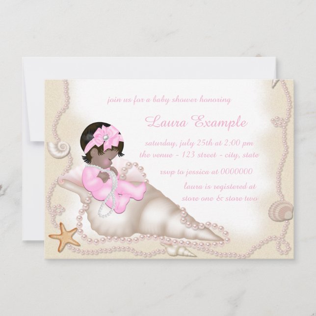 Invitation Baby shower de plage pour filles pour bébés ethniq (Devant)