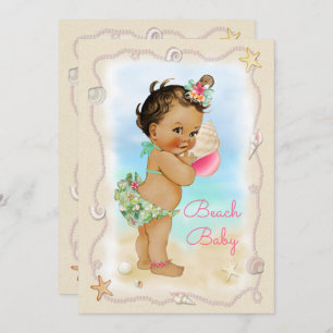 Invitation Baby shower de plage Shell Ethnic Conch