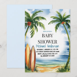 Invitation Baby shower de plage tropicale branchée