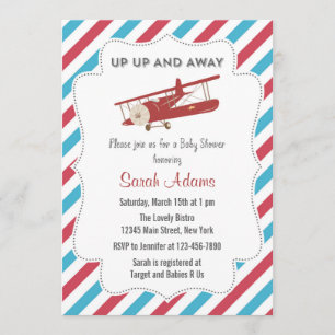 Invitation Baby shower de plan vintage rouge et bl
