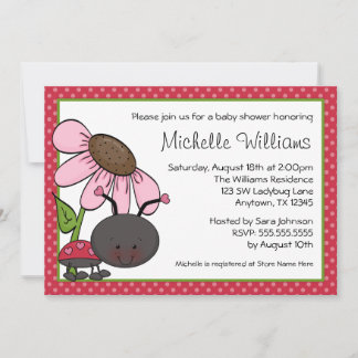 Invitation Baby shower de point Ladybug Daisy Polka