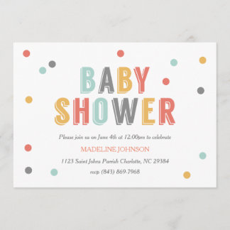Invitation Baby shower de points colorés