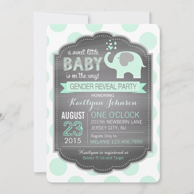 Invitation Baby shower de points éléphants de mer (Devant)