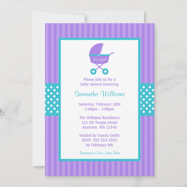 Invitation Baby shower de points triés de transport Turquoise (Devant)