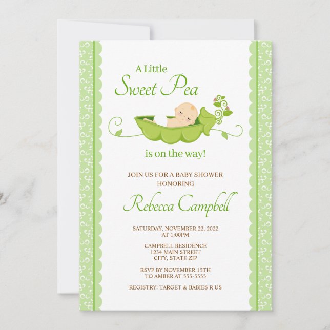 Invitation Baby shower de pois doux Invitation, neutre pour l (Devant)