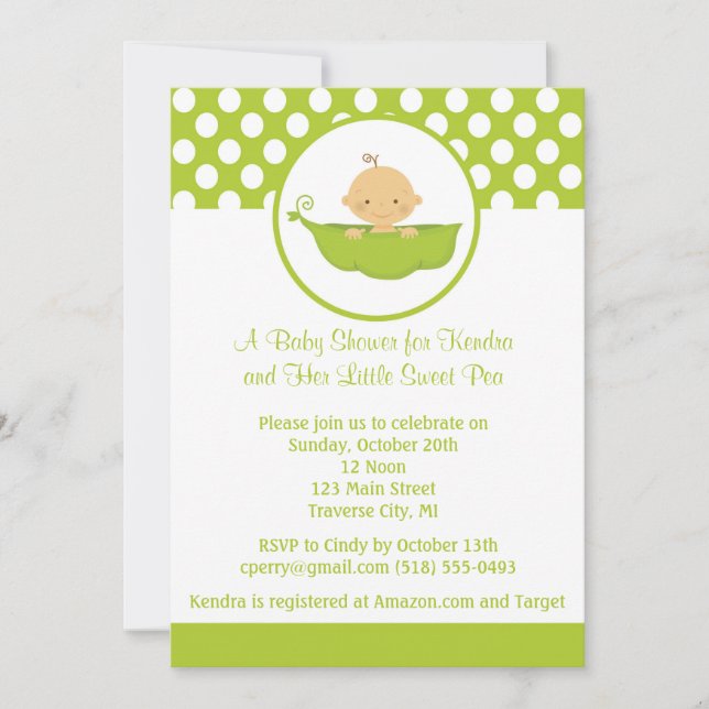 Invitation Baby shower de pois doux - Pois de garçon dans un  (Devant)