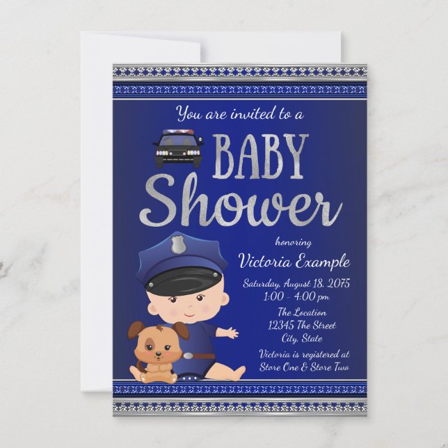 Invitation Baby shower de police (Devant)